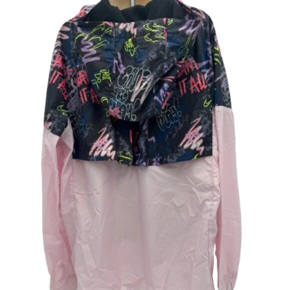 Nike Air Windrunner Girls Light Windbreaker Hooded Jacket in Pink Graffiti-Large - Picture 2 of 9